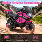 Costway 6V Kids Motorcycle with Music, Horn, Detachable Training Wheels & LED Headlights Pink/Red/Navy/White