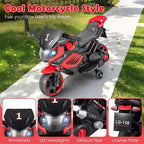 Costway 6V Kids Motorcycle with Music, Horn, Detachable Training Wheels & LED Headlights Pink/Red/Navy/White