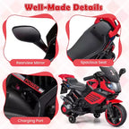 Costway 6V Kids Motorcycle with Music, Horn, Detachable Training Wheels & LED Headlights Pink/Red/Navy/White