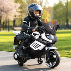Costway 6V Kids Motorcycle with Music, Horn, Detachable Training Wheels & LED Headlights Pink/Red/Navy/White