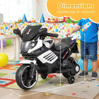 Costway 6V Kids Motorcycle with Music, Horn, Detachable Training Wheels & LED Headlights Pink/Red/Navy/White