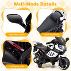 Costway 6V Kids Motorcycle with Music, Horn, Detachable Training Wheels & LED Headlights Pink/Red/Navy/White