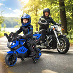 Costway 6V Kids Motorcycle with Music, Horn, Detachable Training Wheels & LED Headlights Pink/Red/Navy/White
