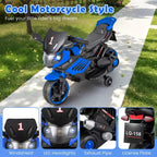 Costway 6V Kids Motorcycle with Music, Horn, Detachable Training Wheels & LED Headlights Pink/Red/Navy/White
