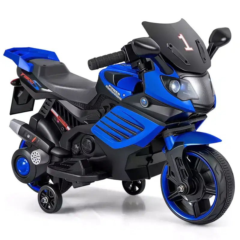 Costway 6V Kids Motorcycle with Music, Horn, Detachable Training Wheels & LED Headlights Pink/Red/Navy/White