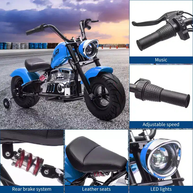 COZONY 36V Kids Electric Dirt Bike, 350W Brushless Motor, 16.5 MPH, with Training Wheels
