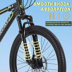 NAYSAYE 24 Inch Mountain Bike 21 Speed Dual Disc Brakes Steel Frame Bikes for Adults for Outdoor Adventure, Black and Green, 26.3*7.88*28.35