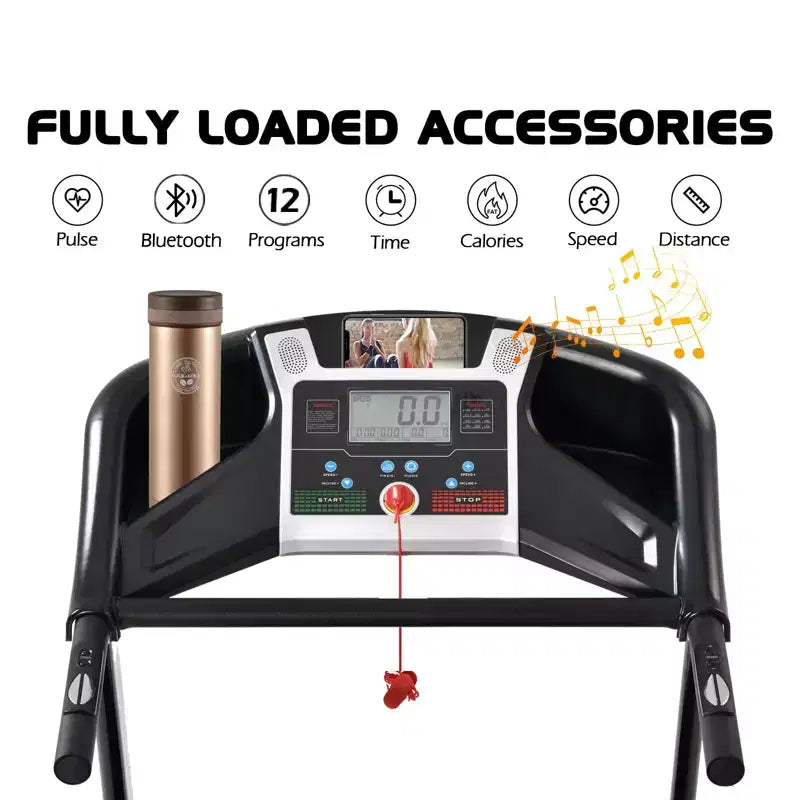 FYC 330LBS Weight Capacity with 15% Auto Incline Electric Folding Treadmills, 3.5HP 10MPH Max Speed Bluetooth APP Heart Rate Sensor