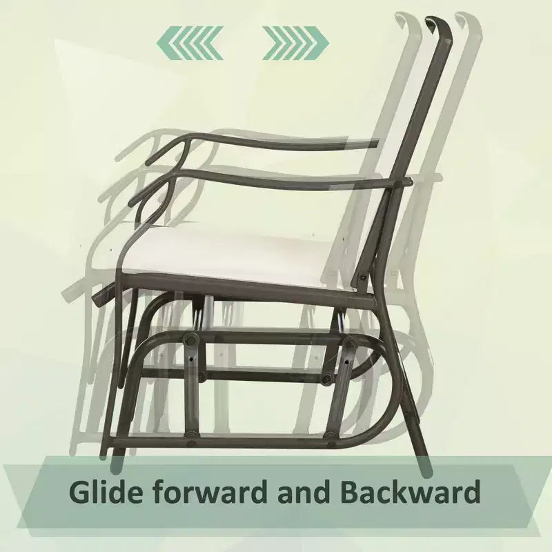3 Piece Outdoor Glider Chair with Coffee Table Bistro Set, 2 Patio Rocking Swing Chairs with Breathable Sling Fabric, Glass Tabletop
