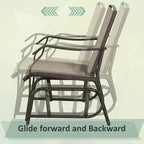3 Piece Outdoor Glider Chair with Coffee Table Bistro Set, 2 Patio Rocking Swing Chairs with Breathable Sling Fabric, Glass Tabletop