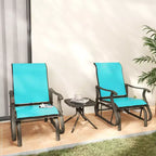 3-Piece Outdoor Gliders Set Bistro Set with Steel Frame, Tempered Glass Top Table for Patio, Garden, Lawn