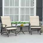 3-Piece Outdoor Gliders Set Bistro Set with Steel Frame, Tempered Glass Top Table for Patio, Garden, Lawn