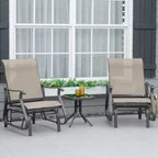 3-Piece Outdoor Gliders Set Bistro Set with Steel Frame, Tempered Glass Top Table for Patio, Garden, Lawn