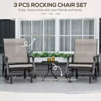 3-Piece Outdoor Gliders Set Bistro Set with Steel Frame, Tempered Glass Top Table for Patio, Garden, Lawn