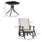 3-Piece Outdoor Gliders Set Bistro Set with Steel Frame, Tempered Glass Top Table for Patio, Garden, Lawn