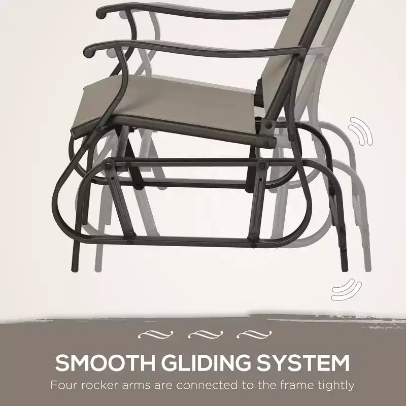 3-Piece Outdoor Gliders Set Bistro Set with Steel Frame, Tempered Glass Top Table for Patio, Garden, Lawn