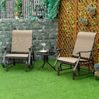 3-Piece Outdoor Gliders Set Bistro Set with Steel Frame, Tempered Glass Top Table for Patio, Garden, Lawn