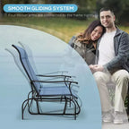 3-Piece Outdoor Gliders Set Bistro Set with Steel Frame, Tempered Glass Top Table for Patio, Garden, Lawn