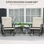 3-Piece Outdoor Gliders Set Bistro Set with Steel Frame, Tempered Glass Top Table for Patio, Garden, Lawn
