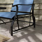 3-Piece Outdoor Gliders Set Bistro Set with Steel Frame, Tempered Glass Top Table for Patio, Garden, Lawn