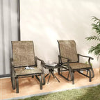 3-Piece Outdoor Gliders Set Bistro Set with Steel Frame, Tempered Glass Top Table for Patio, Garden, Lawn