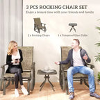 3-Piece Outdoor Gliders Set Bistro Set with Steel Frame, Tempered Glass Top Table for Patio, Garden, Lawn