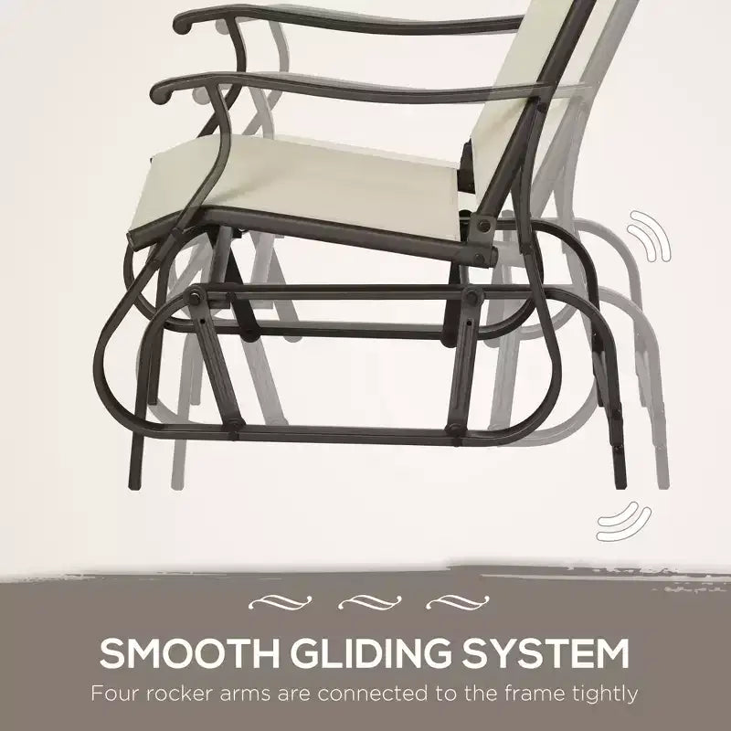 3-Piece Outdoor Gliders Set Bistro Set with Steel Frame, Tempered Glass Top Table for Patio, Garden, Lawn