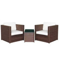 Wicker Bistro Patio Set, 2 Porch Chairs & Glass Table
