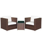 Wicker Bistro Patio Set, 2 Porch Chairs & Glass Table