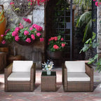 Wicker Bistro Patio Set, 2 Porch Chairs & Glass Table