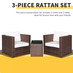 Wicker Bistro Patio Set, 2 Porch Chairs & Glass Table