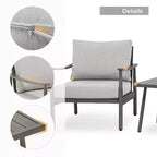 HAPPATIO Patio Bistro Set Outdoor - 3 Pieces Patio Aluminum Conversation Set, 2 Chairs with Backrest Rope Design and Side Table for Garden, Pool.