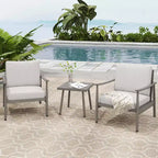 HAPPATIO Patio Bistro Set Outdoor - 3 Pieces Patio Aluminum Conversation Set, 2 Chairs with Backrest Rope Design and Side Table for Garden, Pool.