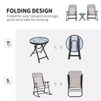 3 Piece Outdoor Rocking Chair Set, Patio Folding Lawn Rocker Set with Glass Coffee Table, Headrests for Yard, Patio, Deck