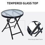 3 Piece Outdoor Rocking Chair Set, Patio Folding Lawn Rocker Set with Glass Coffee Table, Headrests for Yard, Patio, Deck