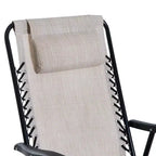 3 Piece Outdoor Rocking Chair Set, Patio Folding Lawn Rocker Set with Glass Coffee Table, Headrests for Yard, Patio, Deck