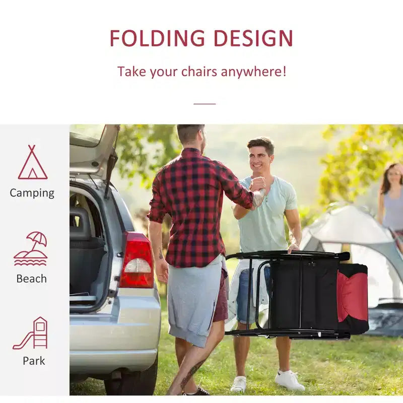 2 Piece Outdoor Patio Furniture Set with 2 Folding Padded Rocking Chairs, Bistro Style for Porch, Camping, Balcony