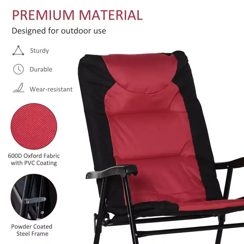 2 Piece Outdoor Patio Furniture Set with 2 Folding Padded Rocking Chairs, Bistro Style for Porch, Camping, Balcony