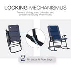 2 Piece Outdoor Patio Furniture Set with 2 Folding Padded Rocking Chairs, Bistro Style for Porch, Camping, Balcony
