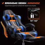 MAYEERTY Gaming Chair Video Game Desk Chair Ergonomic Computer with Footrest Comfy Lumbar Support PU Leather Recliner with Headrest Fixed Up Armrest