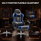 MAYEERTY Gaming Chair Video Game Desk Chair Ergonomic Computer with Footrest Comfy Lumbar Support PU Leather Recliner with Headrest Fixed Up Armrest