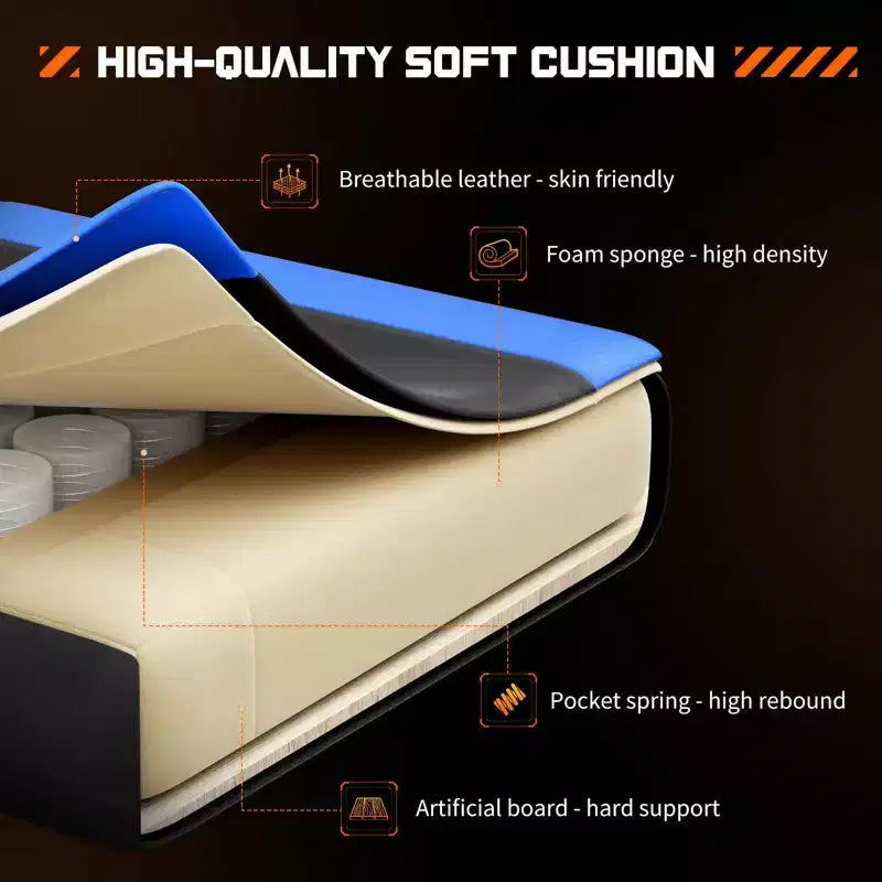 MAYEERTY Gaming Chair Video Game Desk Chair Ergonomic Computer with Footrest Comfy Lumbar Support PU Leather Recliner with Headrest Fixed Up Armrest
