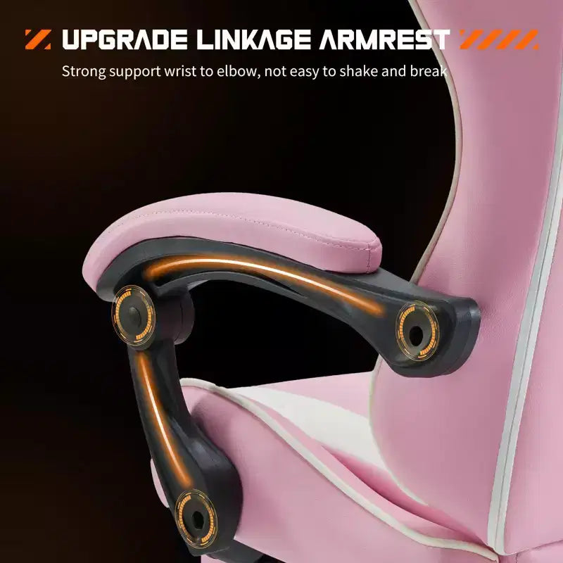 MAYEERTY Gaming Chair Video Game Desk Chair Ergonomic Computer with Footrest Comfy Lumbar Support PU Leather Recliner with Headrest Fixed Up Armrest