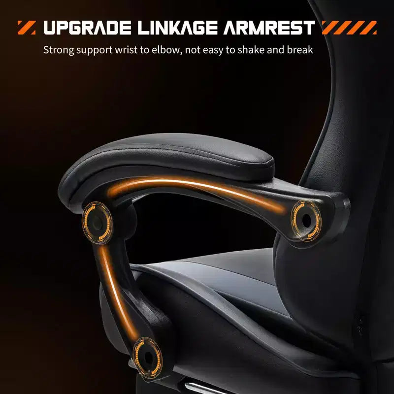 MAYEERTY Gaming Chair Video Game Desk Chair Ergonomic Computer with Footrest Comfy Lumbar Support PU Leather Recliner with Headrest Fixed Up Armrest
