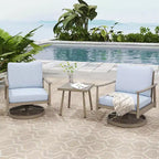 HAPPATIO Patio Bistro Set Outdoor,3 Pieces Patio Aluminum Conversation Set, Swivel Chairs and Side Table for Garden Pool Lawn