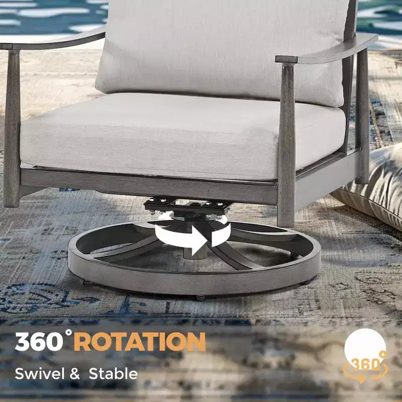HAPPATIO Patio Bistro Set Outdoor,3 Pieces Patio Aluminum Conversation Set, Swivel Chairs and Side Table for Garden Pool Lawn