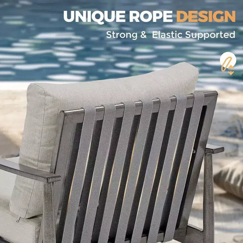 HAPPATIO Patio Bistro Set Outdoor,3 Pieces Patio Aluminum Conversation Set, Swivel Chairs and Side Table for Garden Pool Lawn