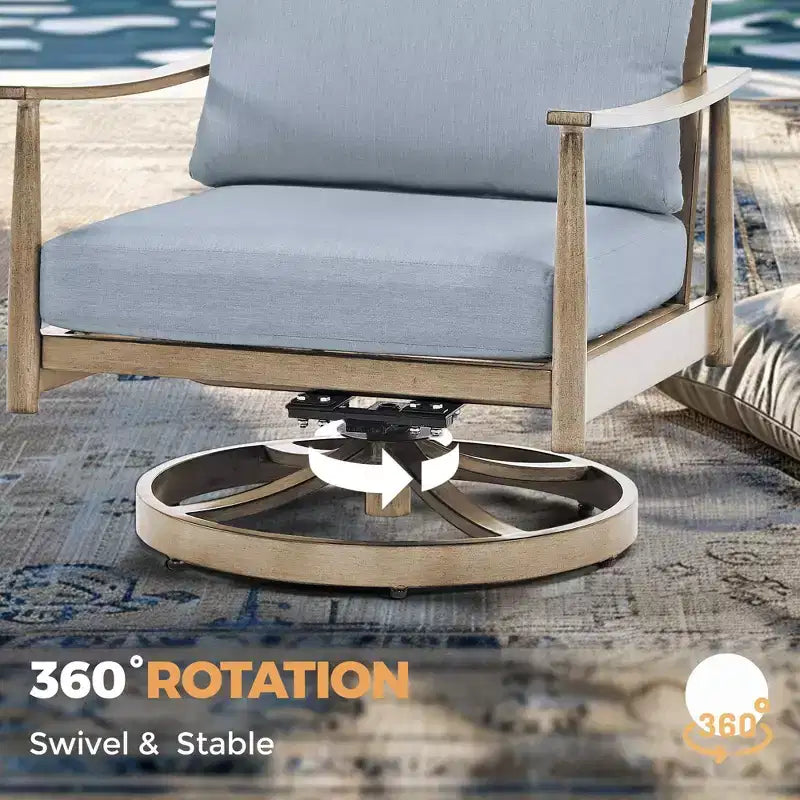 HAPPATIO Patio Bistro Set Outdoor,3 Pieces Patio Aluminum Conversation Set, Swivel Chairs and Side Table for Garden Pool Lawn