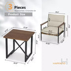 HAPPATIO Outdoor Furniture Set, Patio Aluminum Conversation Set with Wicker Seat and Acacia Wood Armrest, Thick Olefin Cushion