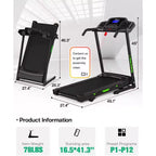 FYC 330lb Weight Capacity 3.5HP Folding Treadmill for Home with Incline Portable Electric Treadmill